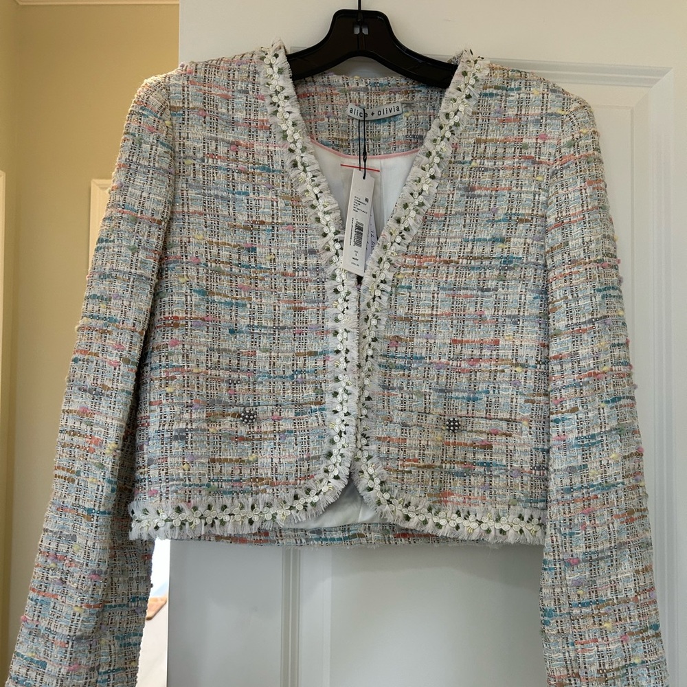 Alice + Olivia Cream and Pink Tweed Blazer - Picture 5 of 6